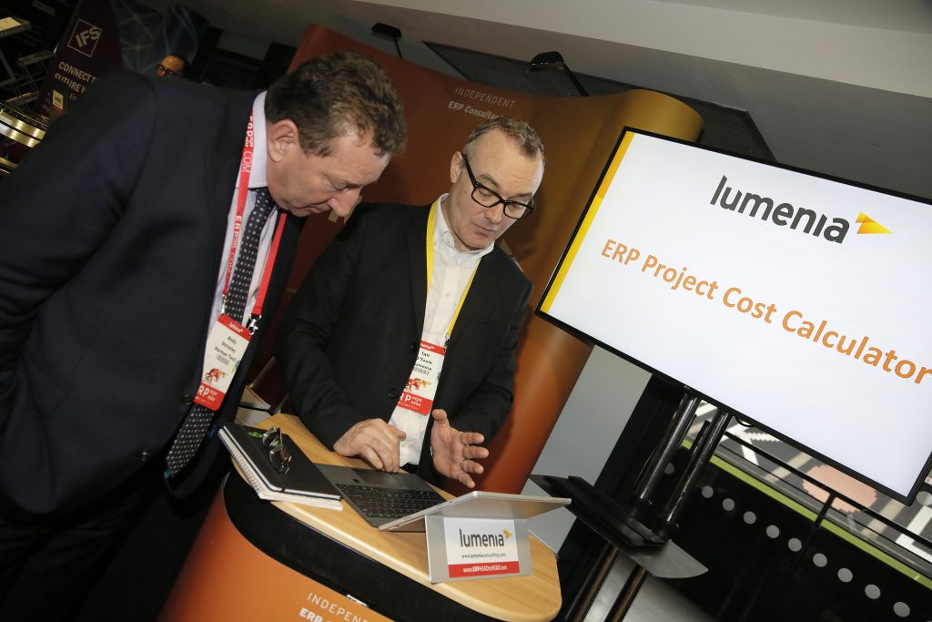 Lumenia cost calculator demo at the Lumenia ERP HEADtoHEAD event, UK 2019
