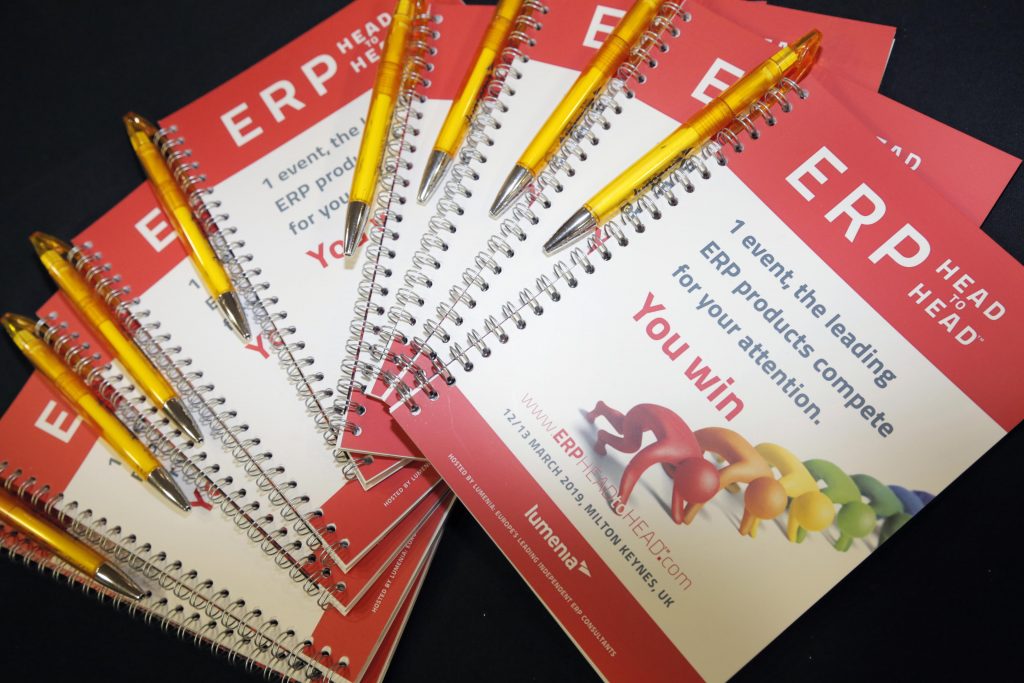 Event booklet for the Lumenia ERP HEADtoHEAD event, UK 2019